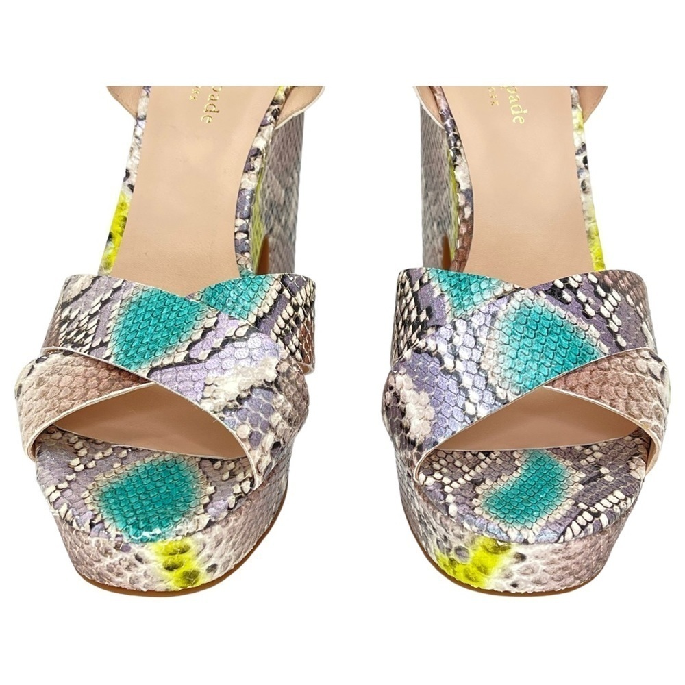 Kate Spade New York Womens Platform Sandals 10M Grace Lemon Sorbet Leather - Picture 8 of 14